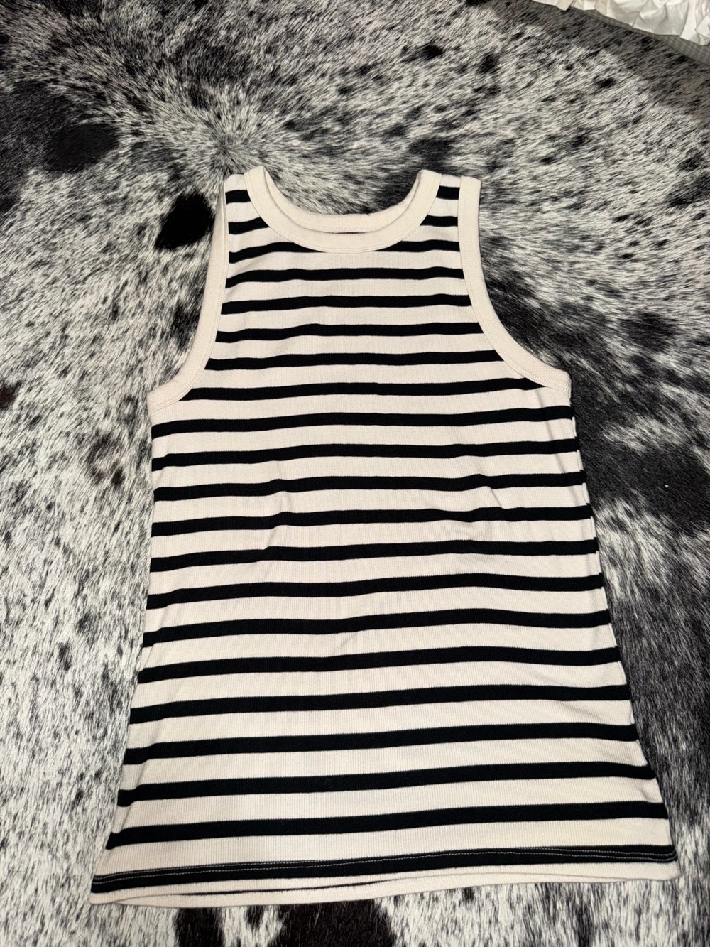 a new day Black and White Striped Ribbed Tank Top